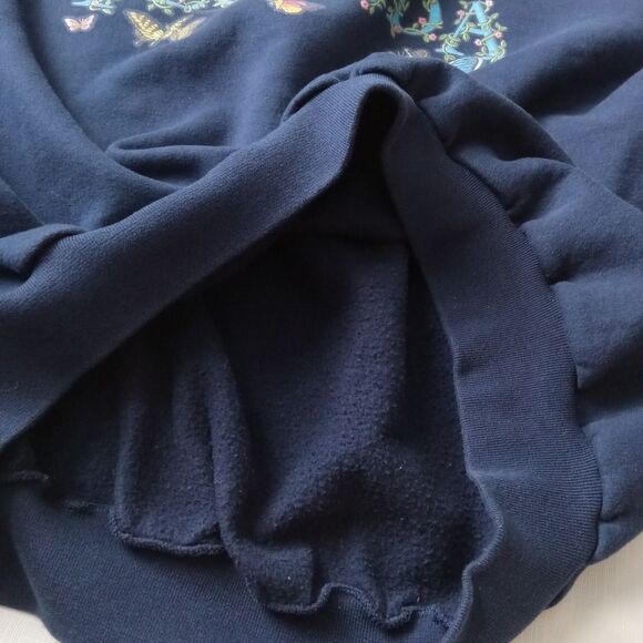 Women's Navy Blue Florida Butterflies Graphic Print Crew Neck Pullover Sweater - Picture 11 of 12